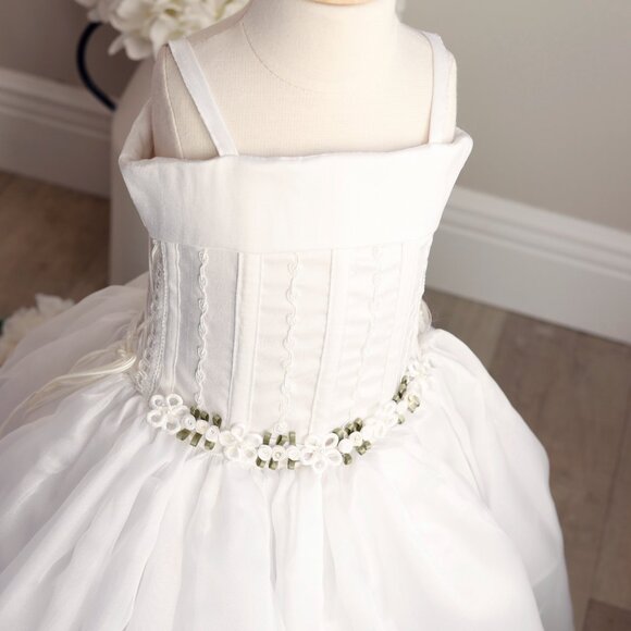 White Flower Girl Dress Formal Special Occasion Princess Gown RARE ITEM UNIQUE - Picture 10 of 12
